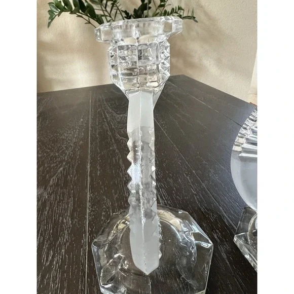 Pair Of Vintage Glass Candle Holders 1920/1930 - Picture 8 of 16